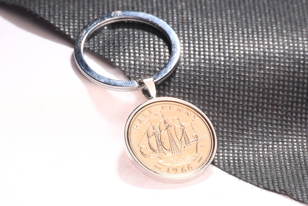 1966 60th Birthday Half Penny Coin Keyring, 1 of 5