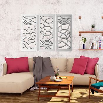 Eyes And Florals Wooden Wall Art Geometric Panel Set, 5 of 9