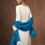 100% Mulberry Silk Scarf, Teal Blue In Gift Box, thumbnail 4 of 4