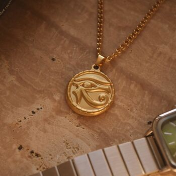Eye Of Horus Necklace 18 K Gold Egyptian Jewelry Gift, 3 of 6