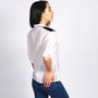 Carla Cotton Silk Blouse White Black, thumbnail 4 of 5