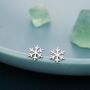 Sterling Silver Snowflake Screw Back Earrings, thumbnail 7 of 12