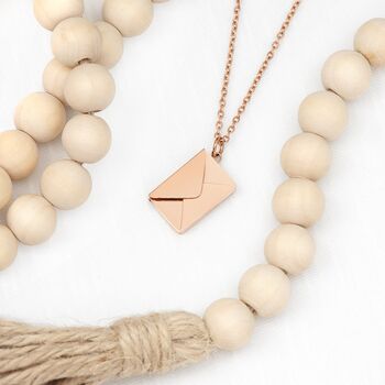 Personalised Secret Message Gold Envelope Necklace, 3 of 12