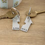 Housewarming Gift House Shaped Pair Of Personalised Keyrings With Cutout Heart, thumbnail 6 of 6