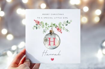 Personalised Granddaughter Christmas Bauble Initial Card, 2 of 2