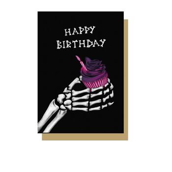 Happy Birthday Cupcake Gothic Greetings Card, 2 of 3