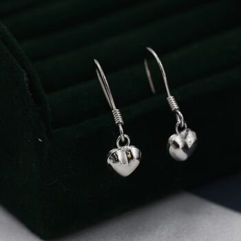 Tiny Dangling Heart Drop Hook Earrings Sterling Silver, 4 of 12