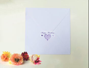 Nature Butterfly Heart Birthday Card, Green And Purple, 5 of 12