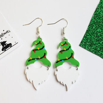 Christmas Tree Hat Gnome Gonk Earrings, 4 of 8