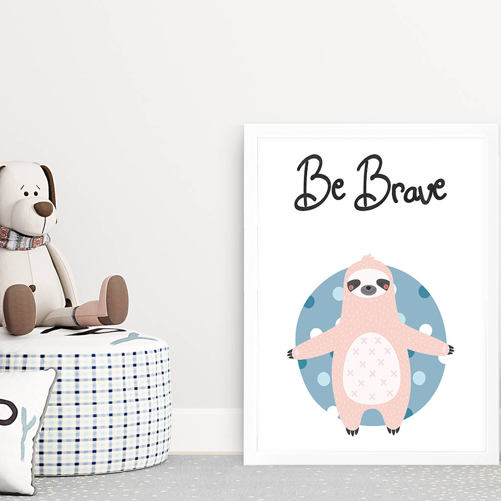 'Be Brave' Typographic Nursery Print, 1 of 6