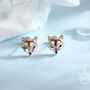 Sterling Silver Fox Head Stud Earrings, thumbnail 1 of 12