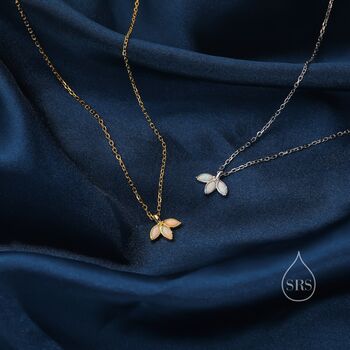 White Opal Marquise Leaf Pendant Necklace, 2 of 11