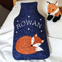 Liberty Print Fox Personalised Hot Water Bottle Cover, thumbnail 1 of 4