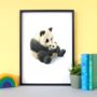 Illustrated Children's Wall Art Print Panda And Cub, thumbnail 1 of 4