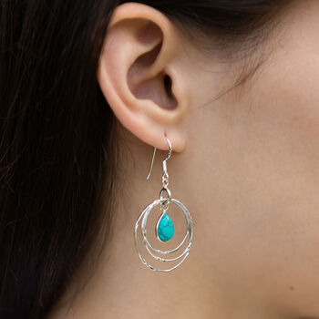 Silver Circles And Reconstituted Turquoise Earrings, 3 of 4