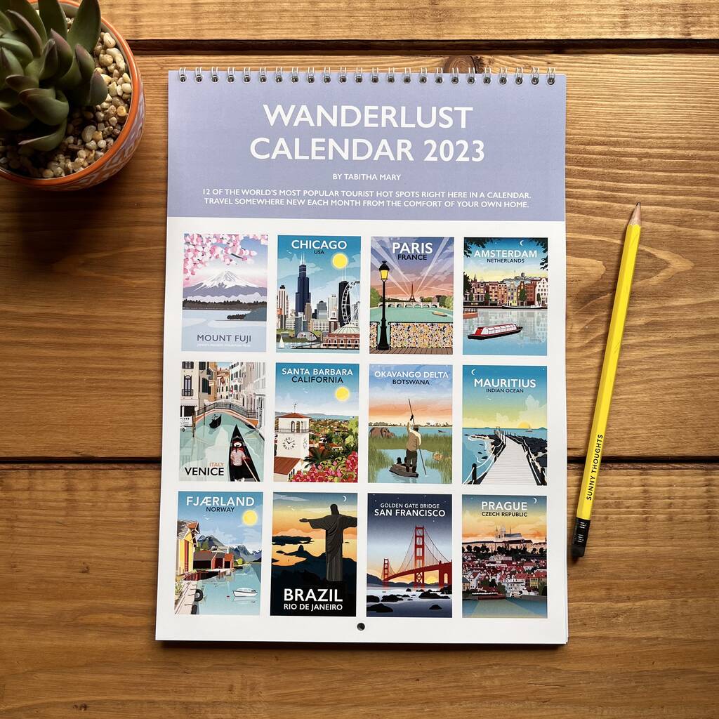 Wanderlust Calendar 2023 By Tabitha Mary | notonthehighstreet.com