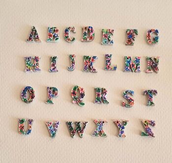 Floral Hand Painted Initial Letter Necklace Gift, 2 of 11