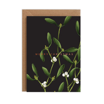 Black Mistletoe 'Merry Christmas' Card, Copper Foil, 2 of 3