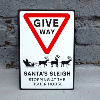 Christmas Give Way Metal Road Sign, 3 of 3