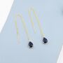 Sterling Silver Sapphire Blue Cz Droplet Threader Earrings, thumbnail 2 of 12