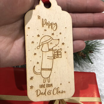 Personalised Sausage Dog Christmas Gift Tag Pack, 2 of 2