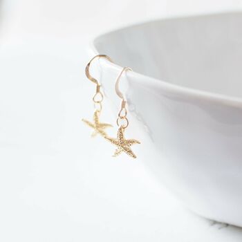 Gold Plated Starfish Earrings, 2 of 6
