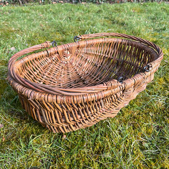 Set Of Two Natural Willow Wicker Garden Trug Baskets, 7 of 7