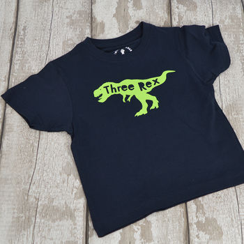 'Three Rex' Dinosaur Birthday T Shirt, 5 of 5