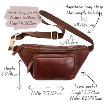 Brown Leather Bum Bag, Sling Bag, 5 of 5