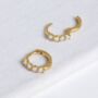 18 K Gold Plated Opal Huggie Hoop Earrings, thumbnail 1 of 10