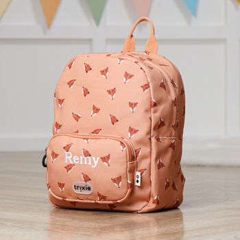 Personalised Trixie Backpack With Fierce Fox Print For Nursery, School, Holiday, 2 of 6
