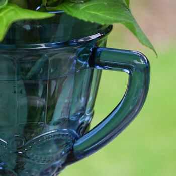 Sapphire Blue Pitcher Jug Flower Vase, 7 of 9