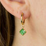 Yellow Gold Plated Peridot Hoop Earrings, thumbnail 1 of 7