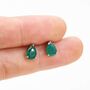 Sterling Silver Genuine Green Onyx Droplet Stud Earrings, thumbnail 5 of 10