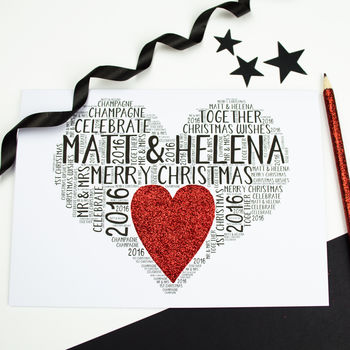 Personalised Couple Christmas Heart Card, 3 of 5