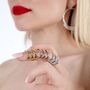 Tri Tone Waterfall Armour Ring In Rose Gold And Gold, thumbnail 1 of 4