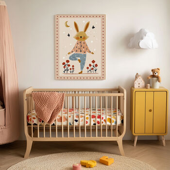Bunny Rabbit Yoga Nursery Art Print, 3 of 3