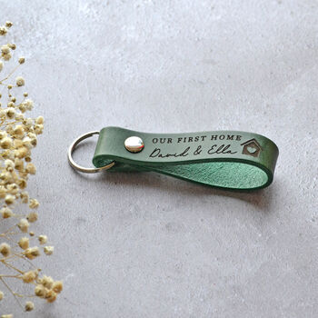 Personalised First / New Home Leather Keychain, 4 of 9