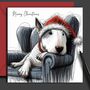Bull Terrier Dog Christmas Card. On The Chair, thumbnail 1 of 2
