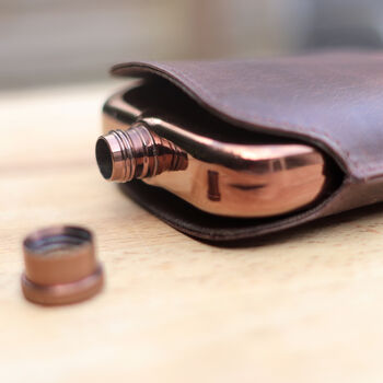 Copper Hip Flask With Personalised Leather Sleeve, 12 of 12