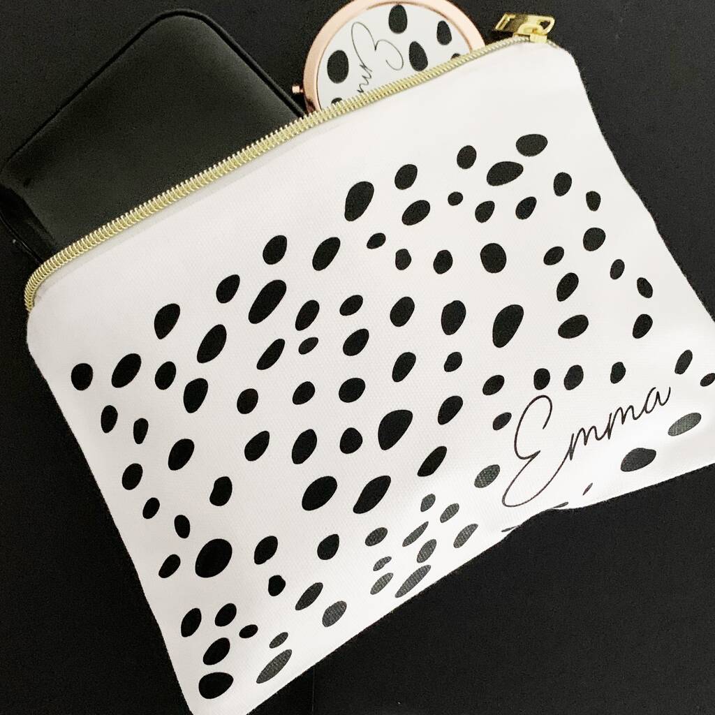original personalised dalmatian print cosmetics bag