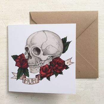 Skull And Rose Tattoo Style 'Mum' Card, 2 of 3