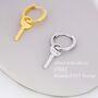 Dangling Key Hoop Earrings In Sterling Silver, thumbnail 3 of 11