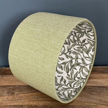 Sherwood Lime Green Botanical Lined Tweed Lampshades, 3 of 7
