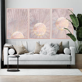 Set Of Three Boho Sun Pink Gold Wall Art Prints, 2 of 6