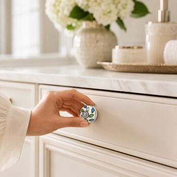 Ocean Leaf Round Shaped Ceramic Drawer Knobs, 4 of 9