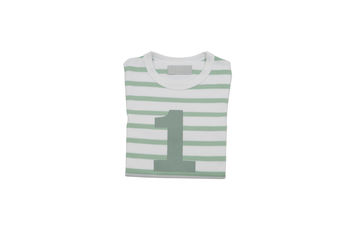 Seafoam + White Breton Striped Number/Age T Shirt, 2 of 6