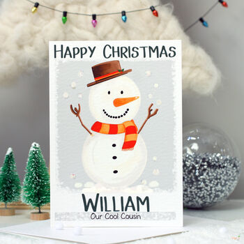 Personalised Snowman Christmas Card, 9 of 12