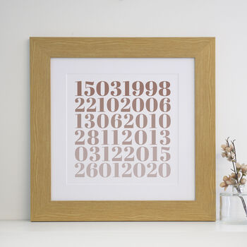 Personalised Memorable Dates Typographic Print, 8 of 9