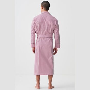 Men's 'St James Red' Pinstripe Crisp Cotton Robe, 4 of 5